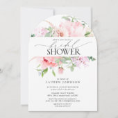 Invitation Elégant Peony rose Floral Calligraphie Douche (Devant)