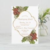 Invitation Élégant pépin de raisin et déjeuner d'action de gr (Debout devant)