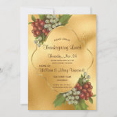 Invitation Élégant pépin de raisin et déjeuner d'action de gr (Devant)