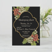 Invitation Élégant pépin de raisin et déjeuner d'action de gr (Debout devant)