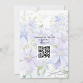 Invitation Elegant Periwinkle Clematis Photo QR Code Mariage (Dos)