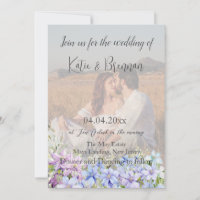 Elegant Periwinkle Clematis Photo QR Code Mariage