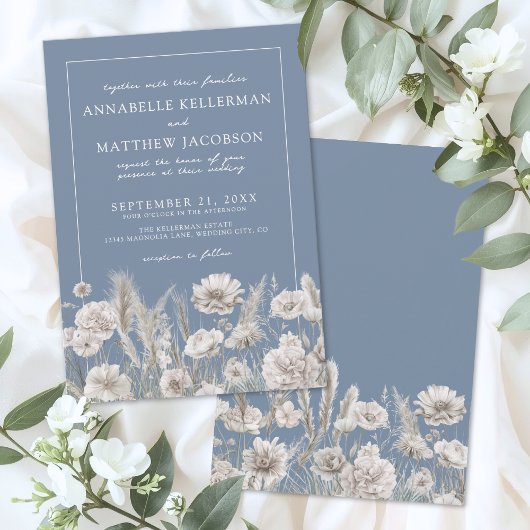 Invitation Elegant Periwinkle Wildflower Wedding