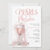 Invitation Elégant Perles & Prosecco Boho Blush Rose été (Devant)
