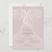 Invitation Elégant Perles Rouffles Blush Fête des mariées (Devant)