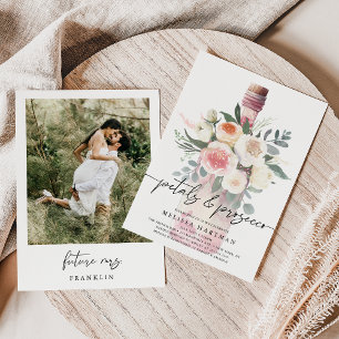 Invitation Élégant pétales photo et Fête des mariées de pours