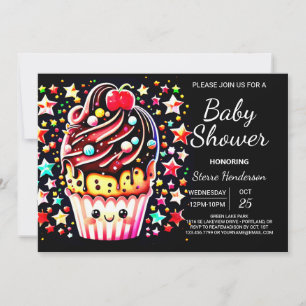 Invitation Élégant petit Baby shower en ligne Muffin Boy