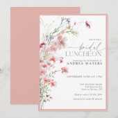 Invitation Élégant Petit Fleurs Roses Mariage Luncheon (Devant / Derrière)