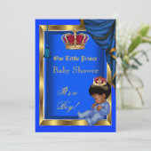 Invitation Elégant Petit Prince Baby shower Garçon Bleu (Debout devant)