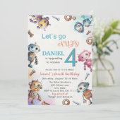 Invitation Elégant Petit Robot Aquarelle Baby Birthday Park (Debout devant)