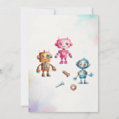 Invitation Elégant Petit Robot Aquarelle Baby Birthday Park (Dos)