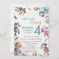 Elégant Petit Robot Aquarelle Baby Birthday Park