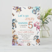 Invitation Elégant Petit Robot Aquarelle Baby Birthday Park (Debout devant)