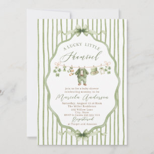 Invitation Élégant petit trèfle aquarelle bébé Saint-Patrick