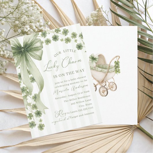 Invitation Élégant petit trèfle aquarelle bébé Saint-Patrick