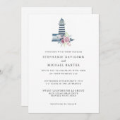 Invitation Elégant phare aquarelle minimaliste nautique (Devant / Derrière)