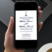 Invitation Elégant phare Mariage nautique - bleu marine,