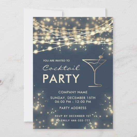 Invitation Élégant phares à cordes entreprise Cocktail party (Devant)