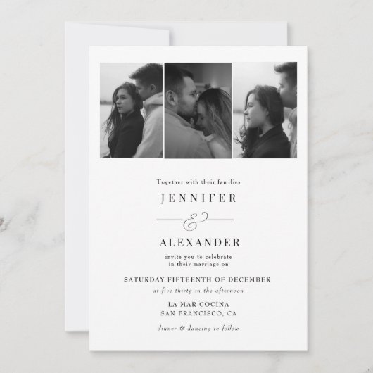 Invitation Elegant  Photo Collage Wedding (Devant)