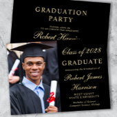 Invitation Elégant Photo College Black Graduation Party