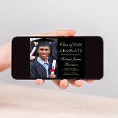 Invitation Elégant Photo College Black Graduation Party