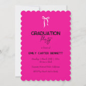 Invitation Elegant Photo Coquette Black Pink Bow Graduation  (Dos)
