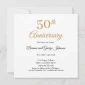 Invitation Élégant Photo en Or 50e Anniversaire de Mariage (Dos)
