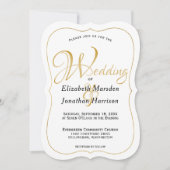 Invitation Élégant Photo Gold Script Mariage religieux (Devant)