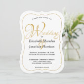 Invitation Élégant Photo Gold Script Mariage religieux (Debout devant)