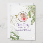 Invitation Elégant Photo Moderne Première Communion Invitatio (Dos)