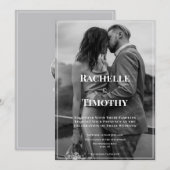 Invitation Elegant Photo Overlay Black White Modern Wedding (Devant / Derrière)