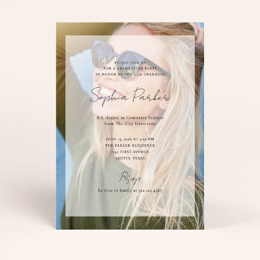 Invitation Elegant Photo Overlay | Graduation Party