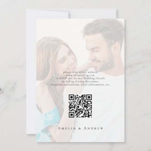 Invitation Elegant Photo Script Calligraphy QR Code Wedding (Dos)