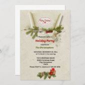 Invitation élégant Pine et cadeaux Noël beige (Devant / Derrière)