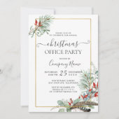 Invitation Elégant Pine Eucalyptus Noël Bureau de fête (Devant)
