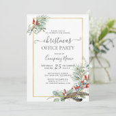 Invitation Elégant Pine Eucalyptus Noël Bureau de fête (Debout devant)