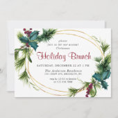 Invitation Élégant Pine Holly Berry Noël Brunch de Noël (Devant)