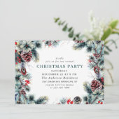 Invitation Élégant Pine Holly Berry Noël Fête de Noël (Debout devant)