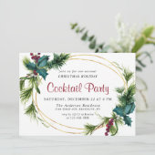Invitation Élégant Pine Noël Fête Cocktail (Debout devant)