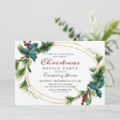 Invitation Elégant Pine Noël Fête du bureau (Debout devant)