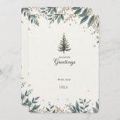 Invitation Elégant Pine Tree & Foliage Joyeuses Fêtes Invi (Devant / Derrière)