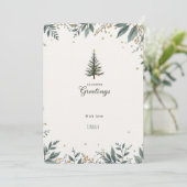 Invitation Elégant Pine Tree & Foliage Joyeuses Fêtes Invi (Debout devant)