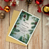 Invitation Elegant Pine Trees & Cones Christmas