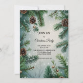 Invitation Elegant Pine Trees & Cones Christmas (Devant)
