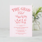 Invitation Elegant Pink and Red Grad Club Graduation (Debout devant)