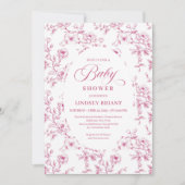Invitation Elegant Pink and White Rose Pattern Baby Shower (Devant)