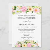 Invitation Elegant Pink and Yellow Floral Wedding (Devant)