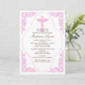 Invitation Elegant Pink Baptism Invite (Debout devant)