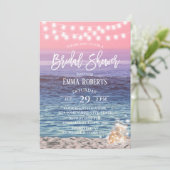 Invitation Elégant Pink Beach Mason Jar Lumières Fête des mar (Debout devant)