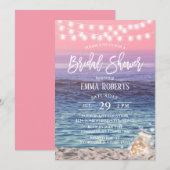 Invitation Elégant Pink Beach Mason Jar Lumières Fête des mar (Devant / Derrière)